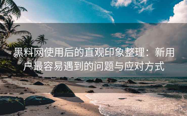 黑料网使用后的直观印象整理：新用户最容易遇到的问题与应对方式