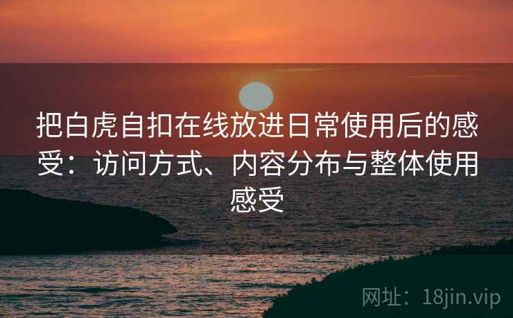 把白虎自扣在线放进日常使用后的感受：访问方式、内容分布与整体使用感受